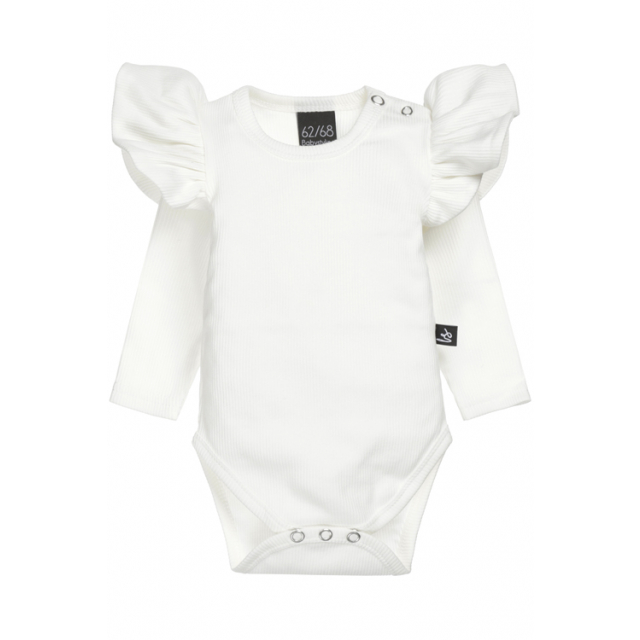 Ruffle romper rib ecru