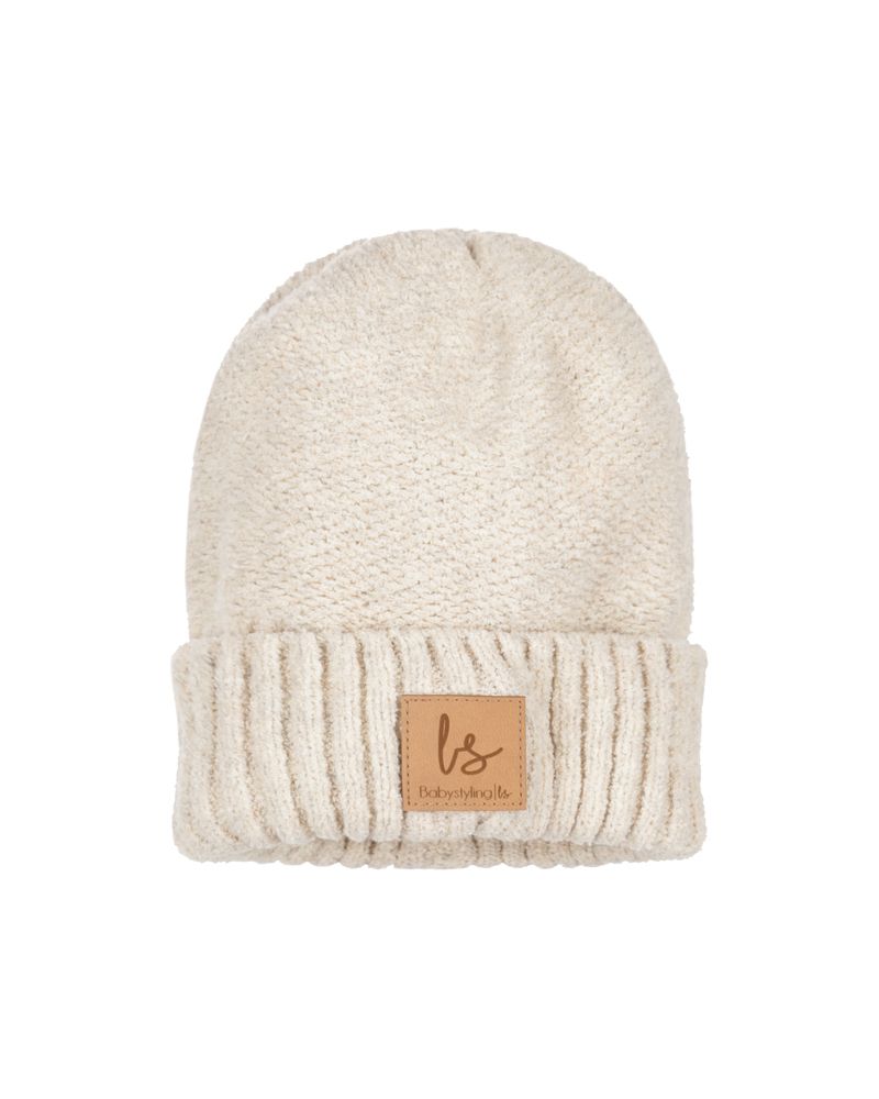 Boucle knitted beanie sand