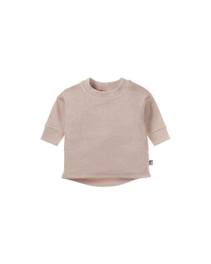 Oversized longsleeve rib almond