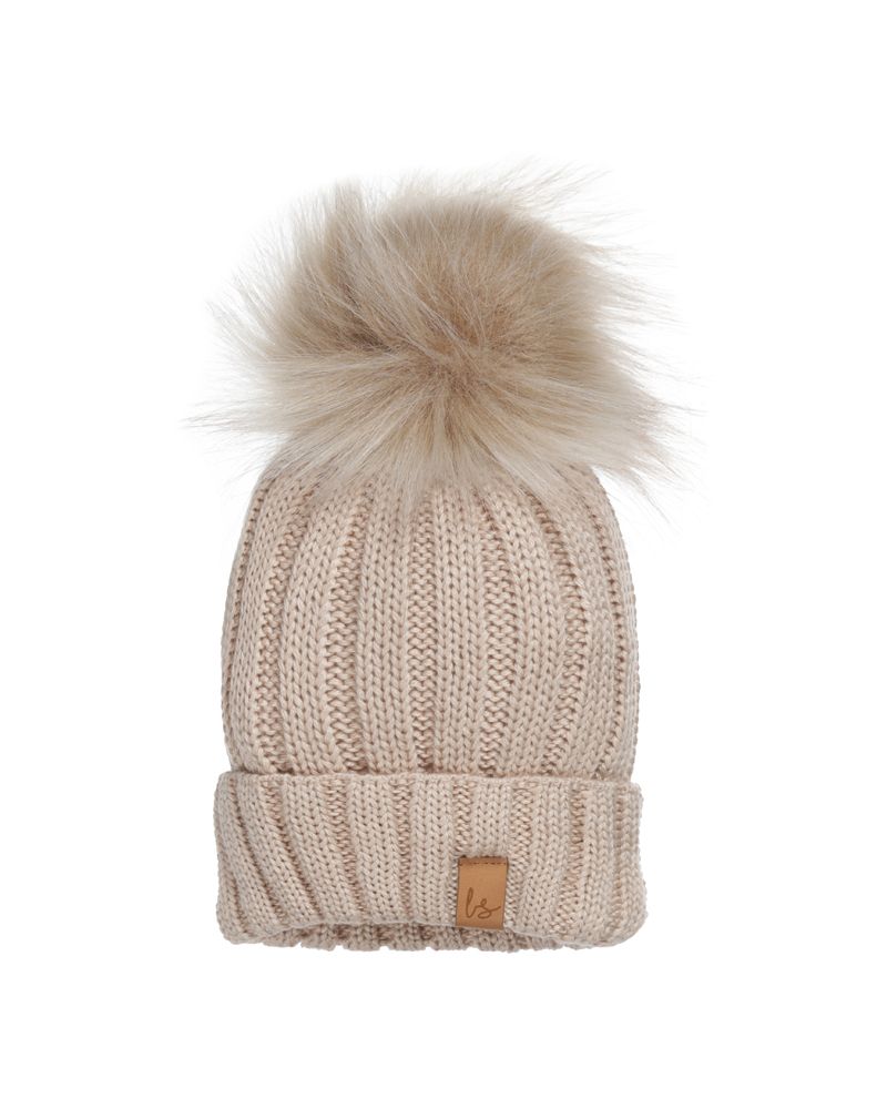 Pompom mutsje (sand)