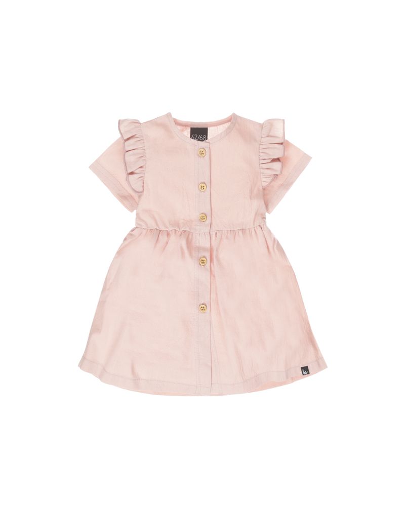 Ruffle button dress linnen pink (korte mouw)