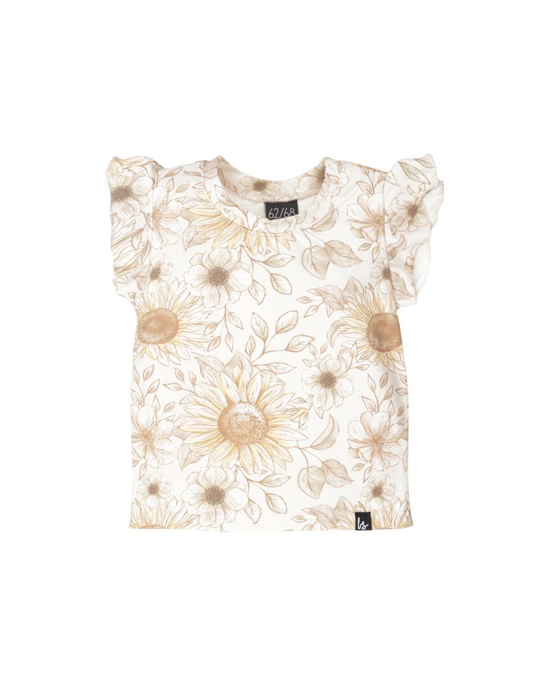Ruffle sleeves t-shirt sunflowers (off white)