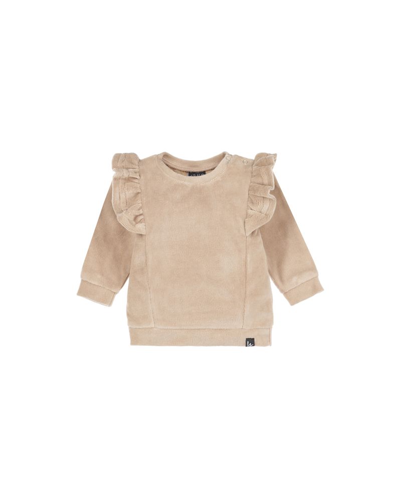 Velvet vertical ruffle sweater (donker beige)