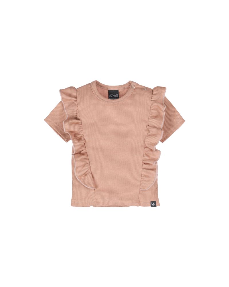 Vertical ruffle t-shirt clay pink