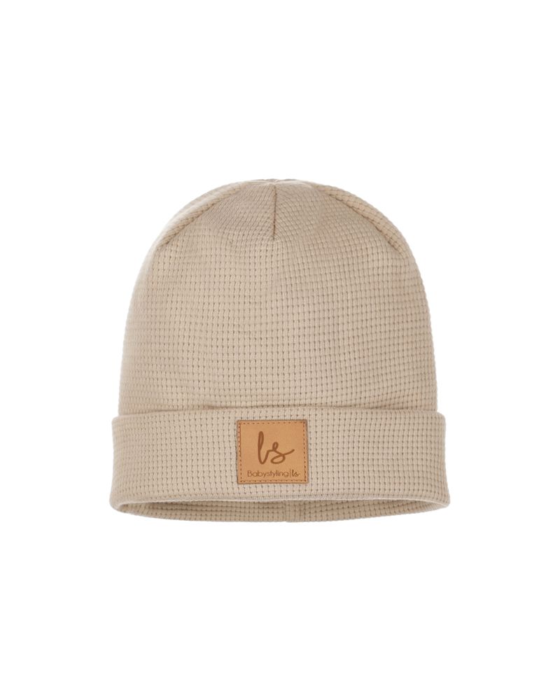 Wafel beanie beige newborn