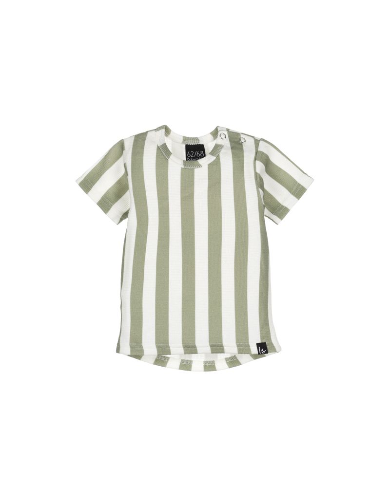 Wafel t-shirt vertical stripe green