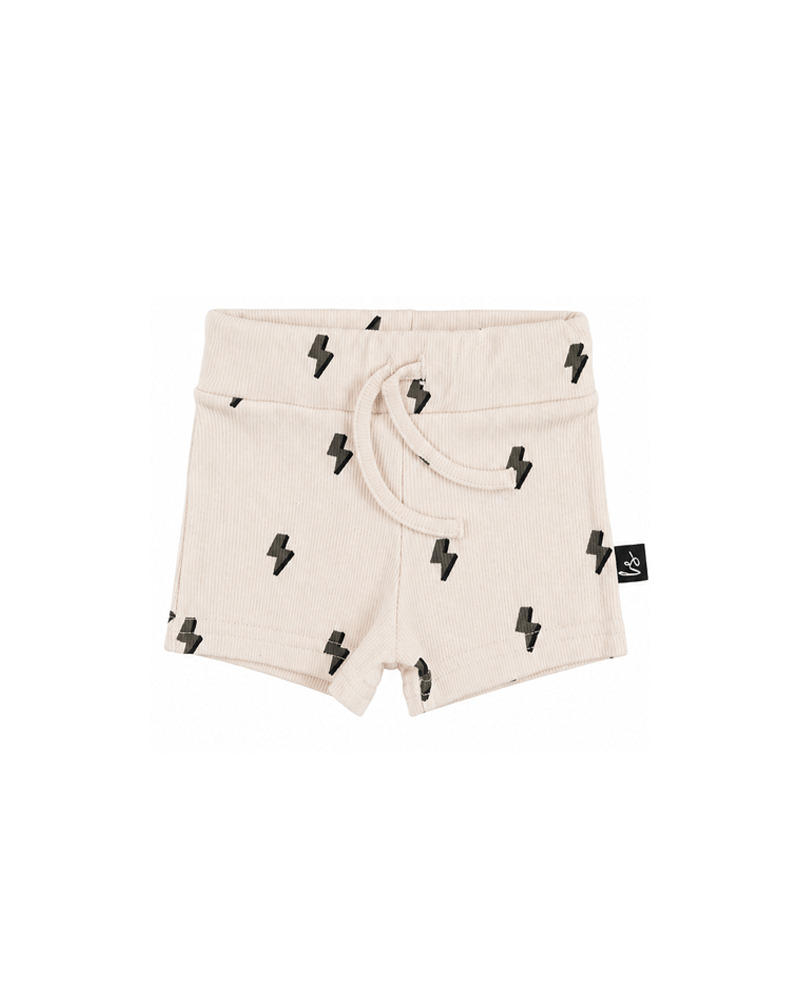 Rib jersey korte broek bliksem
