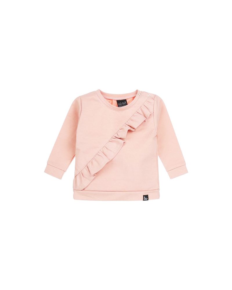 Sweater ruffle oudroze