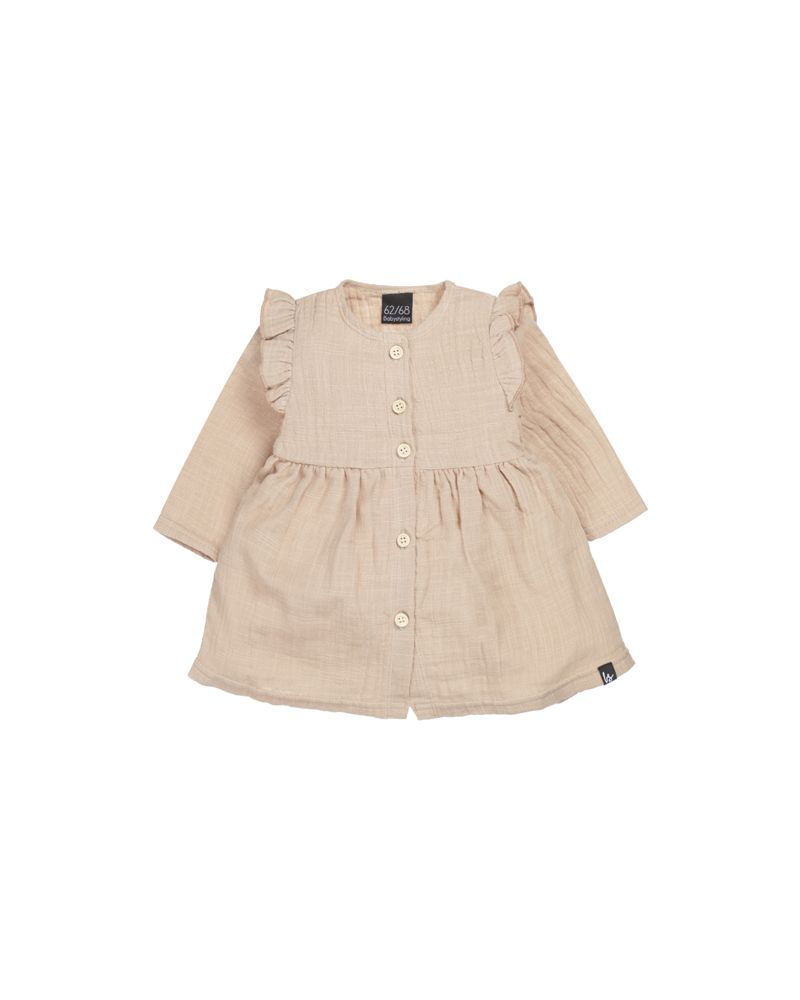 Ruffle button dress linnen sand