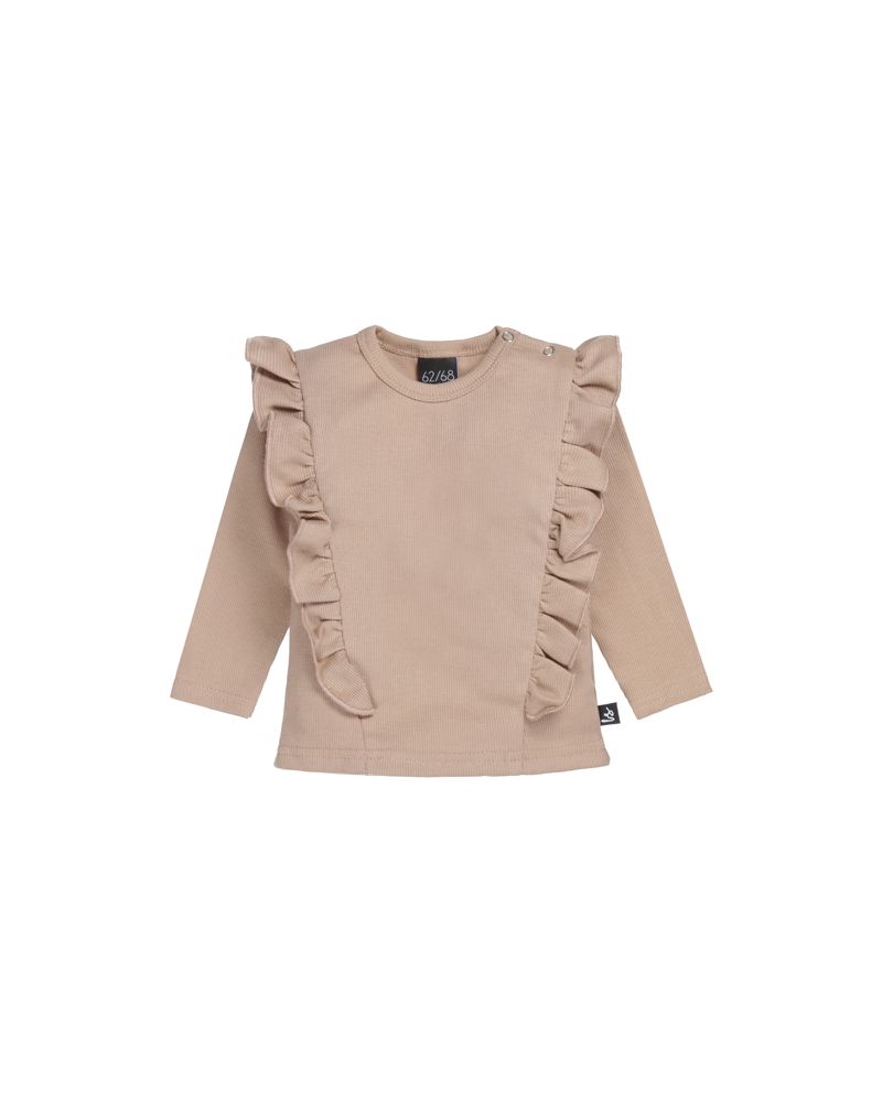 Vertical ruffle longsleeve rib (almond) 